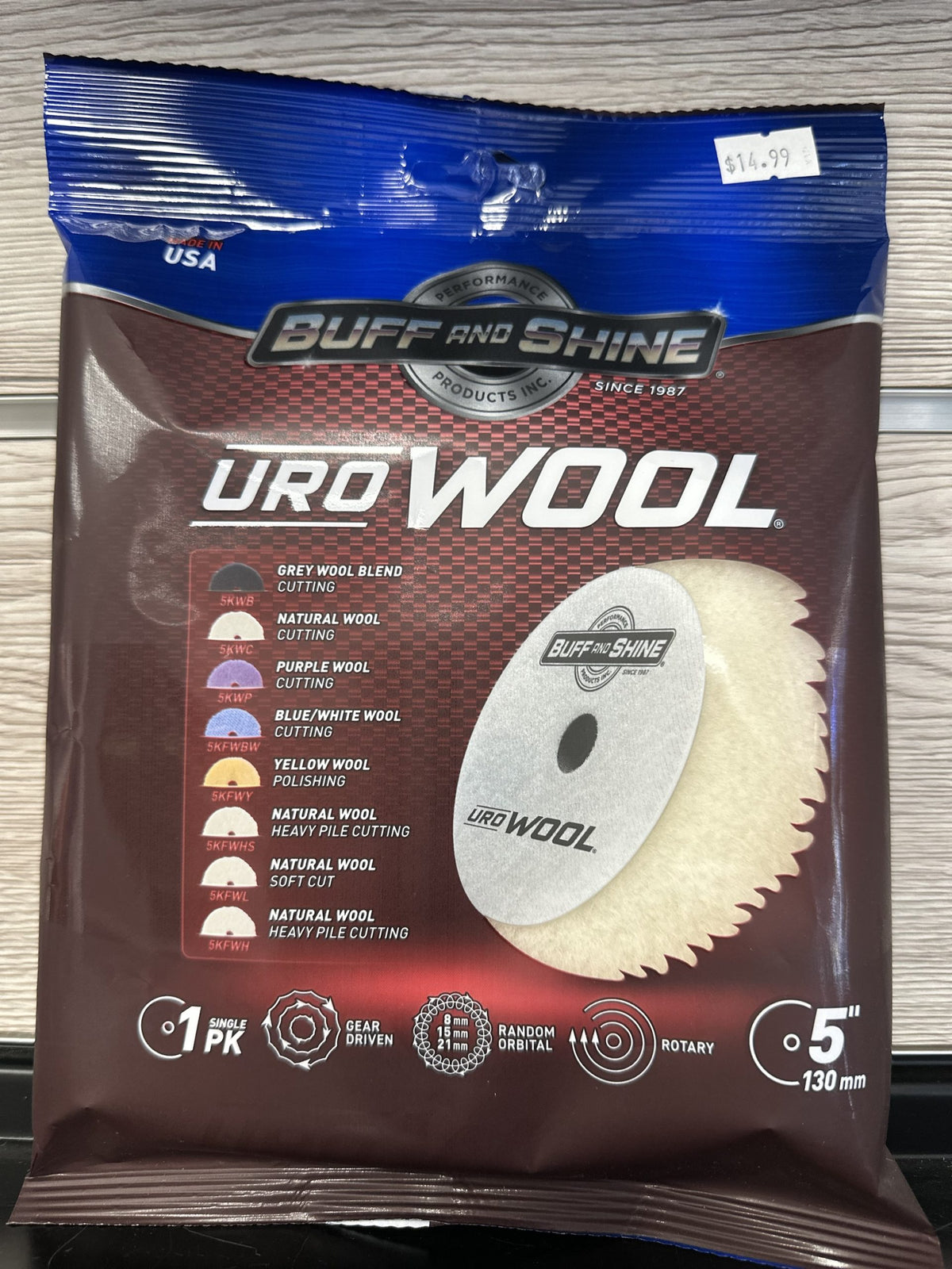 Buff and Shine URO-Wool 5″ Twisted-Wool Heavy Cutting Pad – 5KFWHS image 0