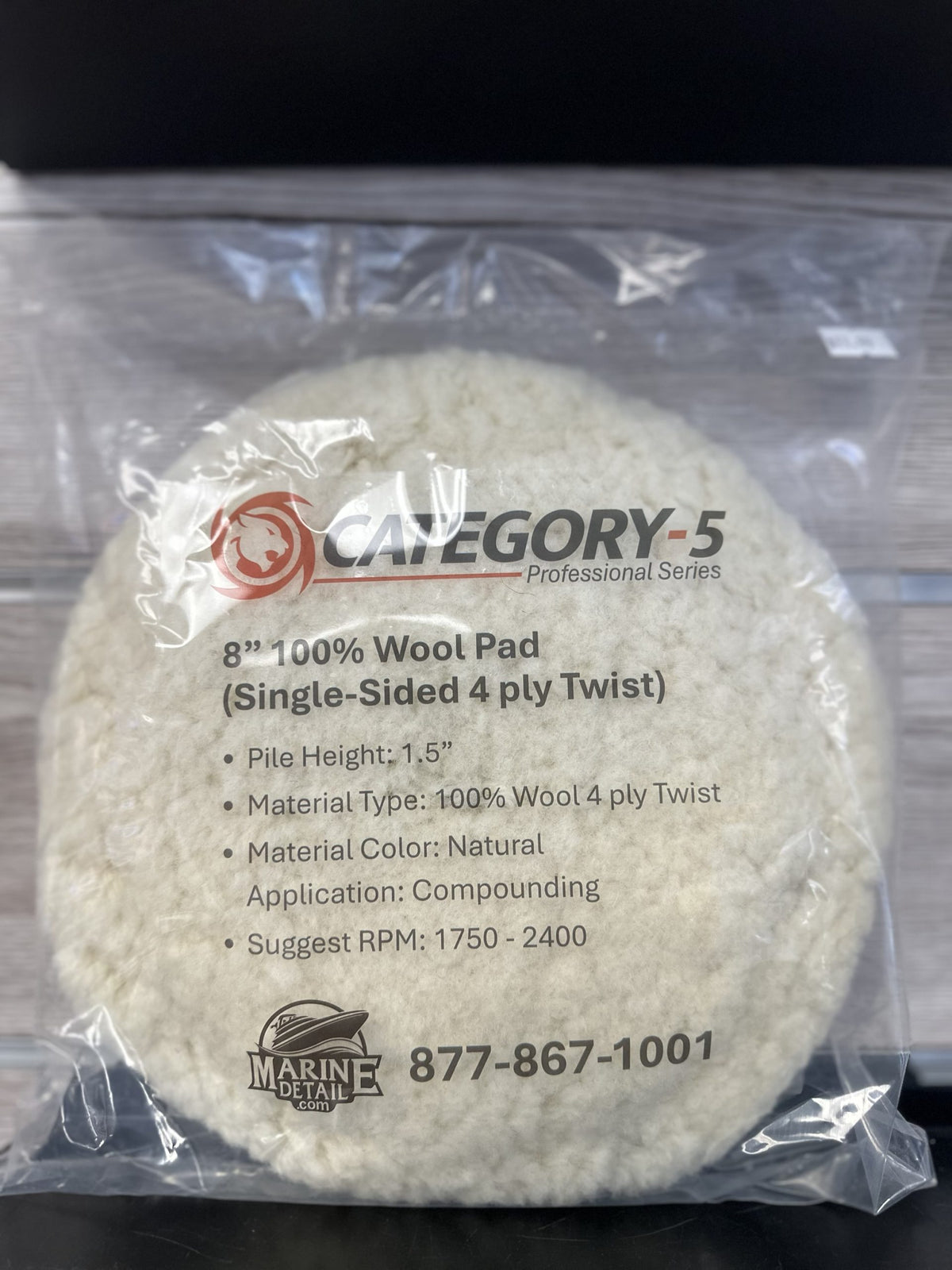 Marine Detail 8″ 100% Wool Hook-and-Loop Cutting Pad image 0